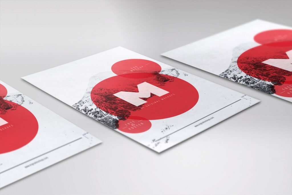 Red Color Circle Printed Flyer Illustration