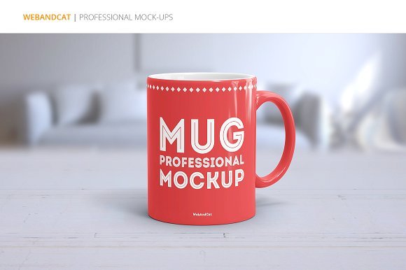 Red Color Coffee Mug PSD Mockup