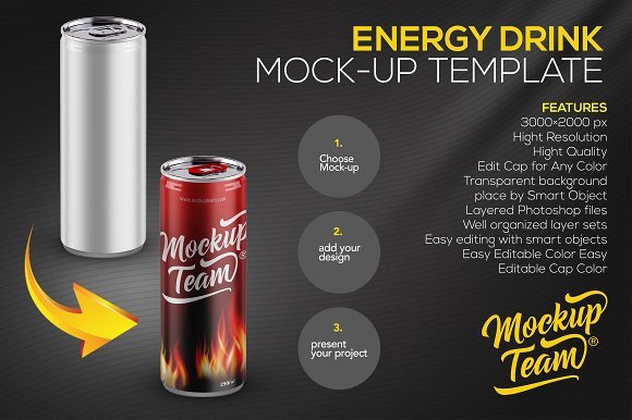 Red Energy Drink Can PSD