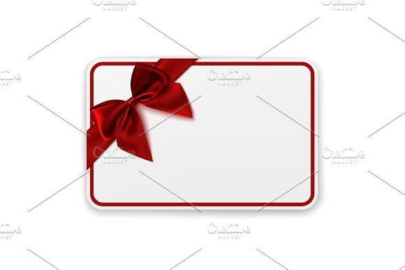 Red ribbon Gift Voucher Card Mockup