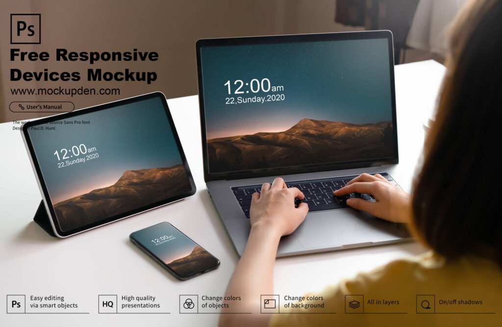 Download Free Responsive Devices Mockup Psd Template Mockup Den