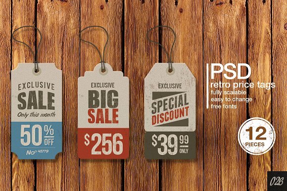 Retro Design Price Tag Mockup