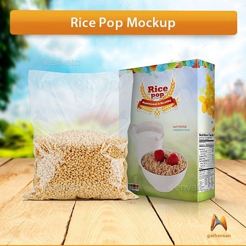 Rice Packaging Cereal Box PSD mockup