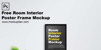 Free Room Interior Poster Frame Mockup PSD Template