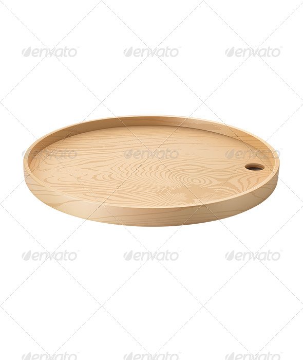 Round Wooden Tray PSD Template