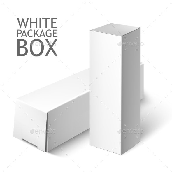 Set Of White Package Box. Mockup Template