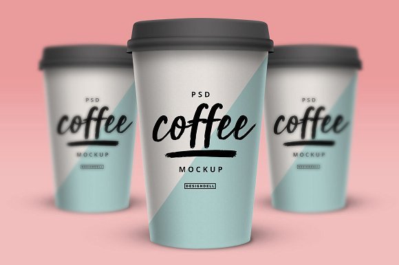 Set of 3 Coffee Cup PSD Illustration