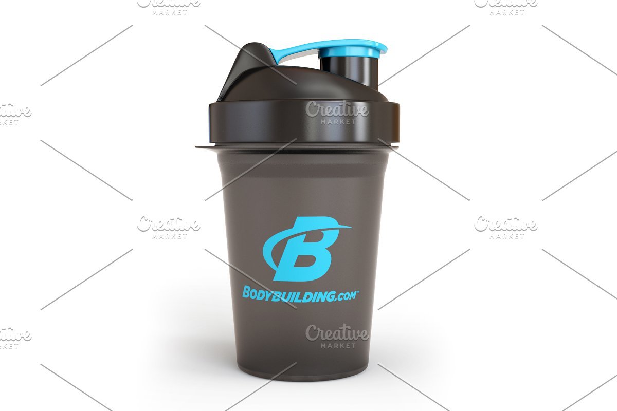 Shaker Cup With A Blue Cap Mockup PSD.