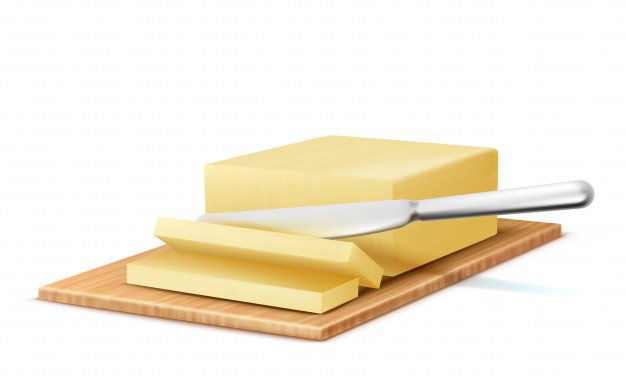 Slice Of Butter On Wooden Tray Vector File