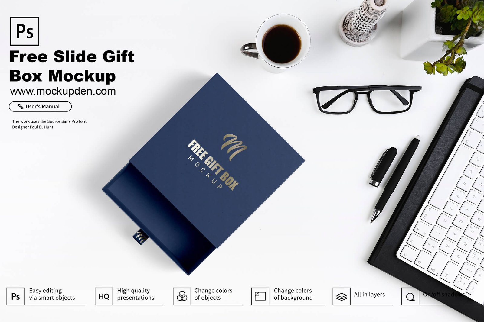 Download Free Slide Gift Box Mockup PSD Template - Mockup Den