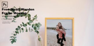 Free Small Wooden Photo Frame Mockup PSD Template