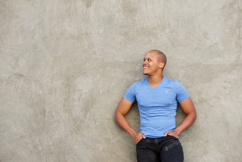 Smiling Man With Light Blue Color T-Shirt