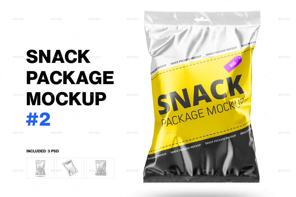 Snack Foil Bag Mockup - Large Size