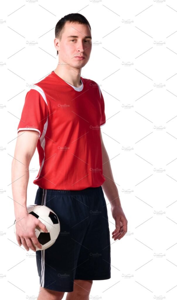 Soccer Player Wearing Soccer T-Shirt And Posing