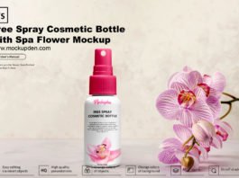 Free Spray Cosmetic Bottle Mockup PSD Template