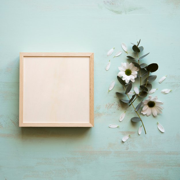 Square Frame Box Mockup With Simple Background: