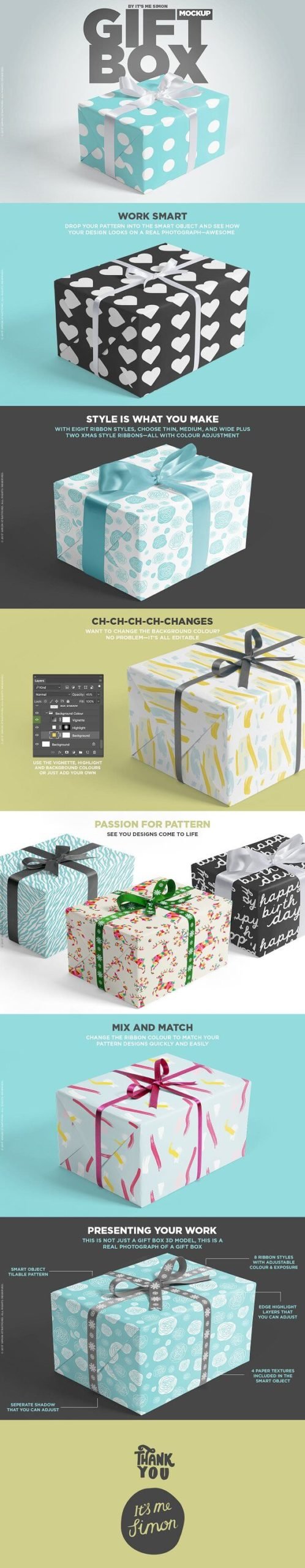 Square Gift Box Mockup PSD: