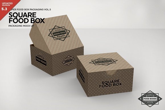 Square Open Paper Box PSD Collection