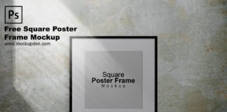 Free Square Poster Frame Mockup PSD Template