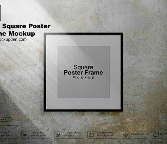 Free Square Poster Frame Mockup PSD Template