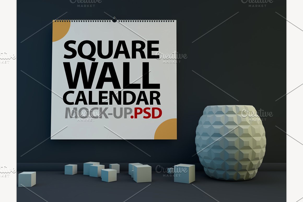Square Shaped Calendar Mockup