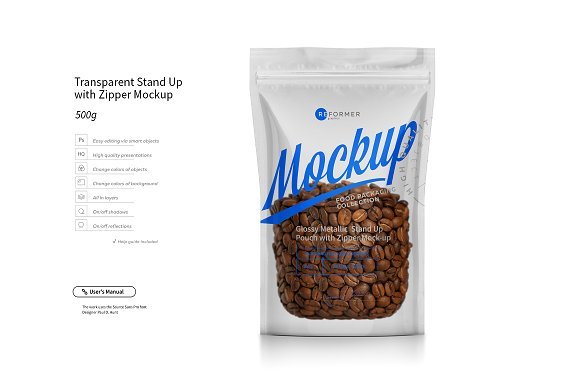 Stand-up Coffee Bag With Zipper Mockup