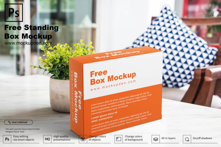 Free Standing Box Mockup PSD Template