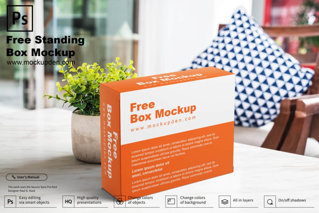 Download Free Standing Box Mockup Psd Template Mockup Den