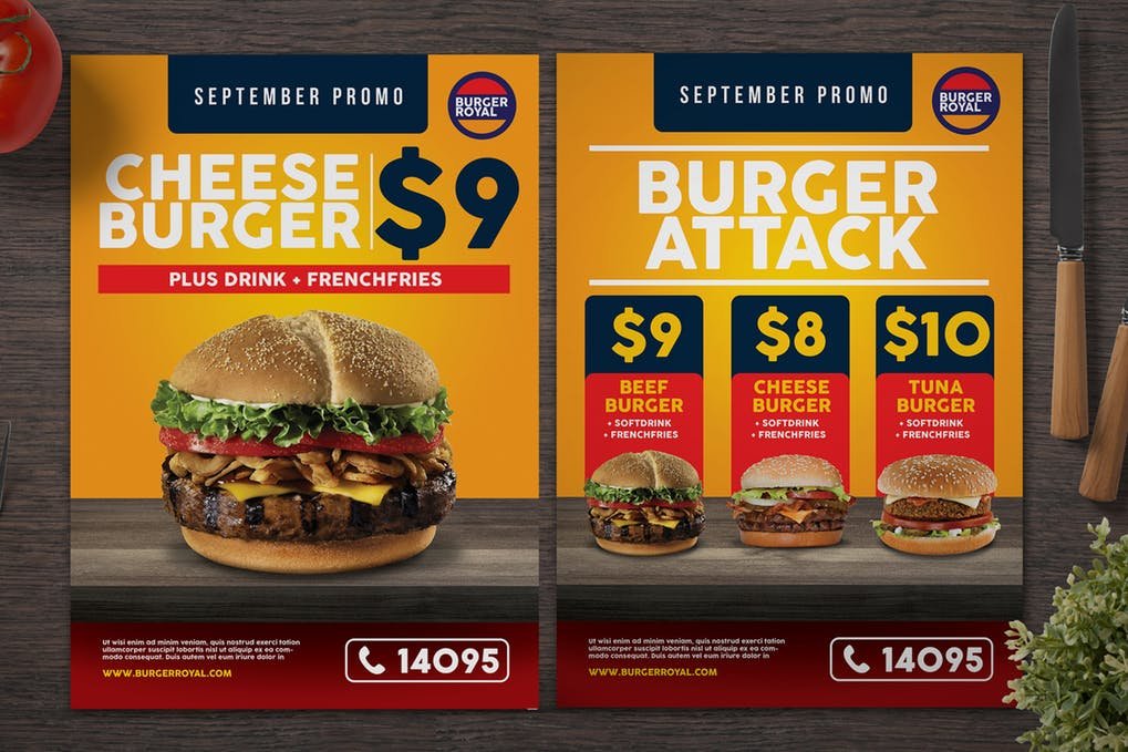 Store's Burger Flyer PSD Mockup