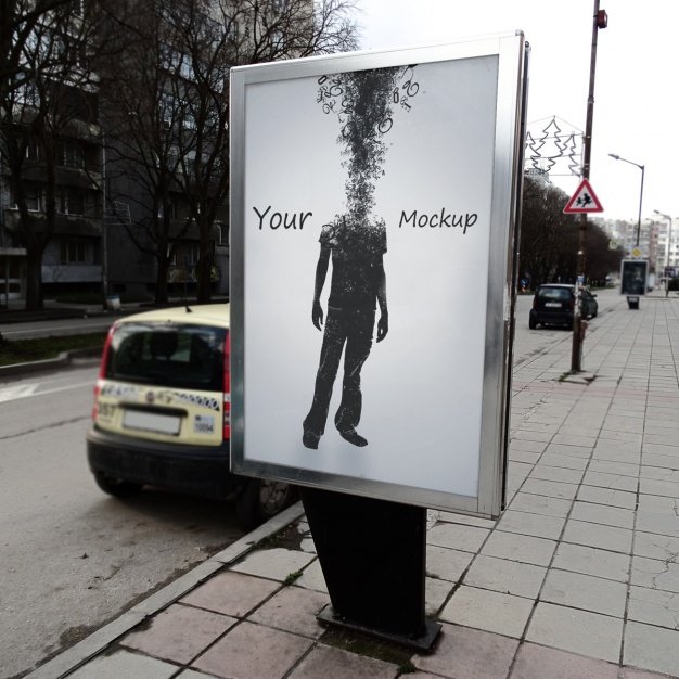 Street poster Boy Billboard mock up design Free Psd