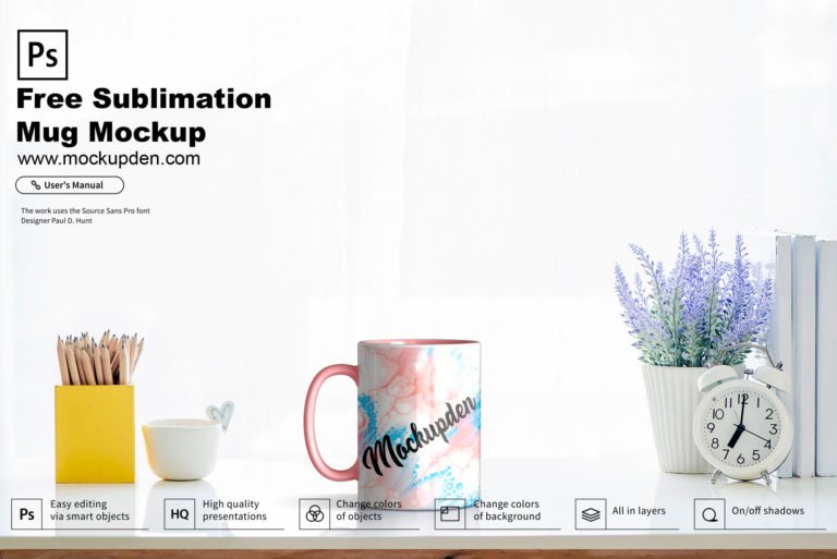 Free Sublimation Mug Mockup PSD Template