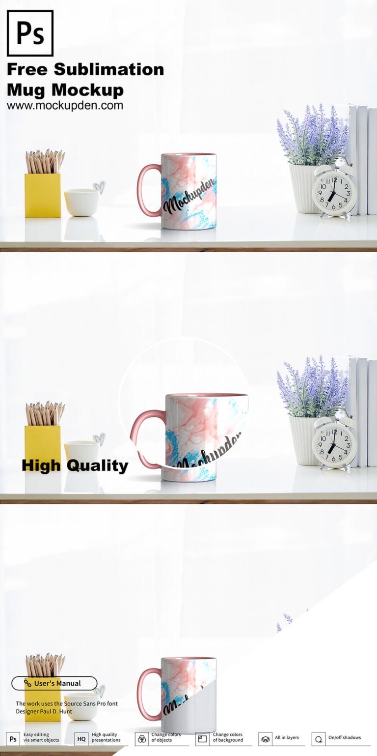 Download Free Sublimation Mug Mockup PSD Template - Mockup Den