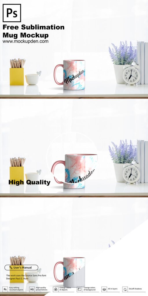 Free Sublimation Mug Mockup PSD Template