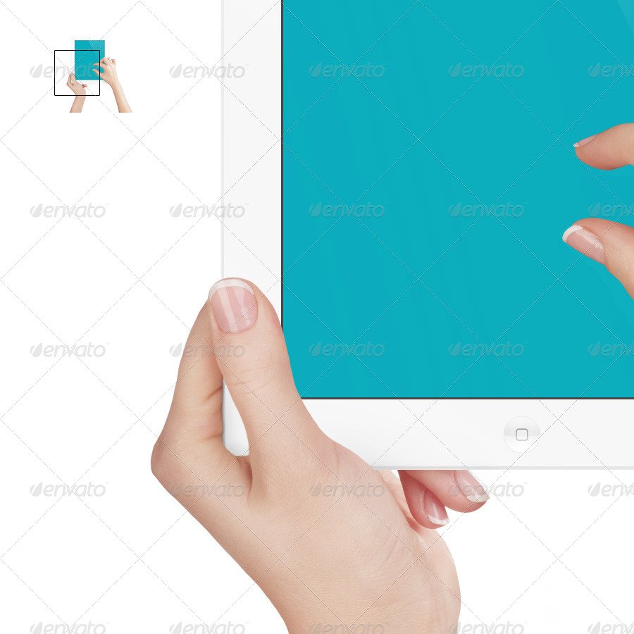 Tablet Pad with Hands Mockup | White Edition