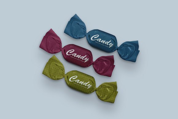 Textured Candy Wrappers PSD Mockup: