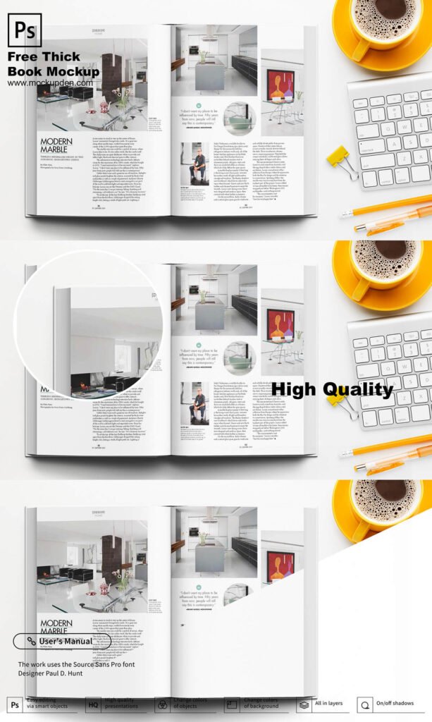 Free Thick Book Mockup PSD Template