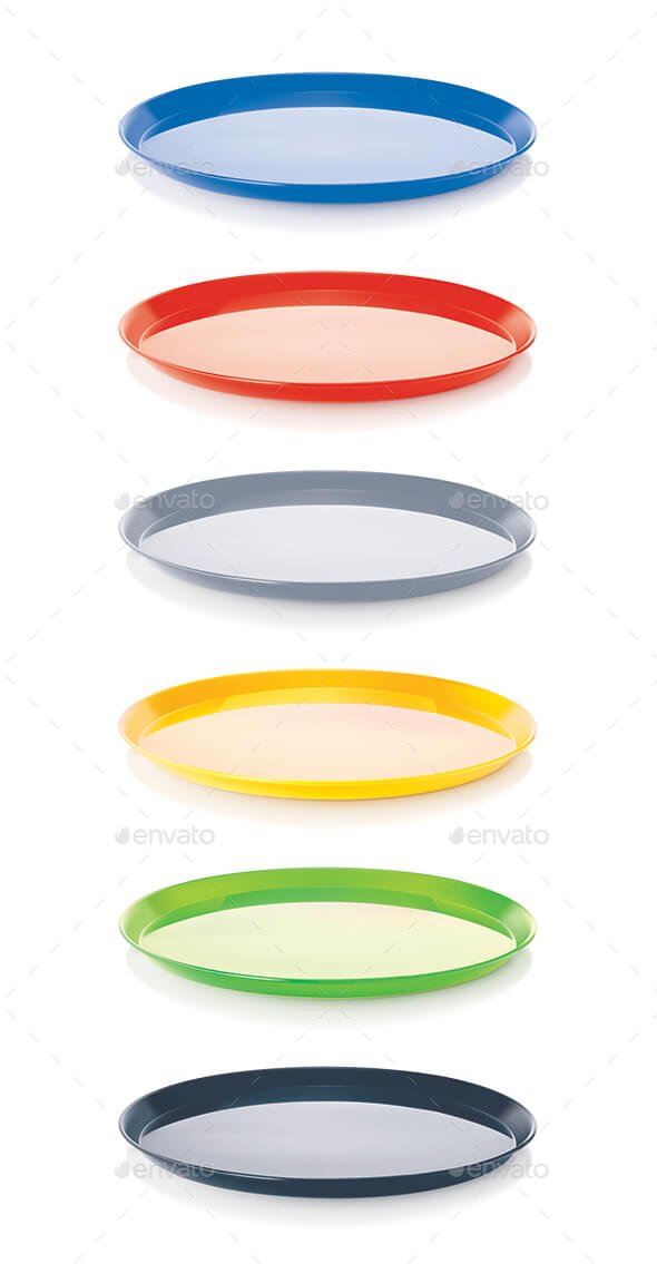 Three Different Color Round Tray Illustration