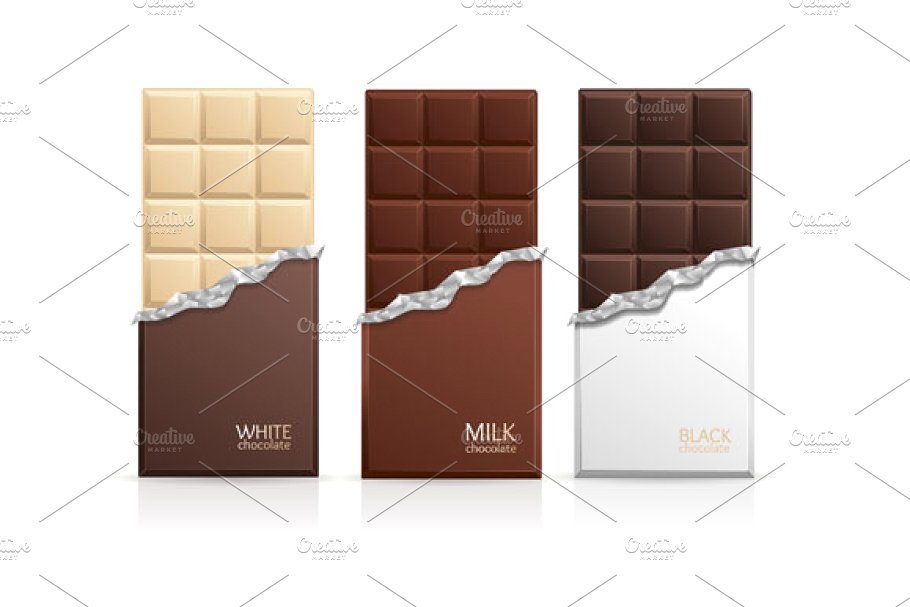 Three Different Flavor Chocolate Packaging Bar PSD