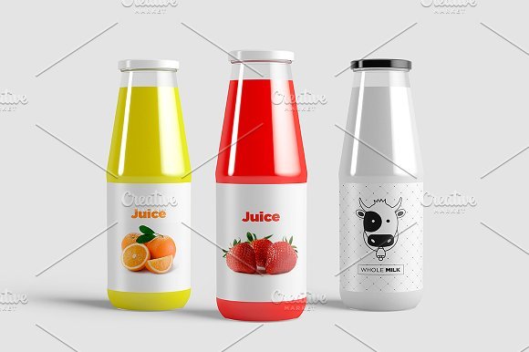 Three Types Of Juice Bottle Template