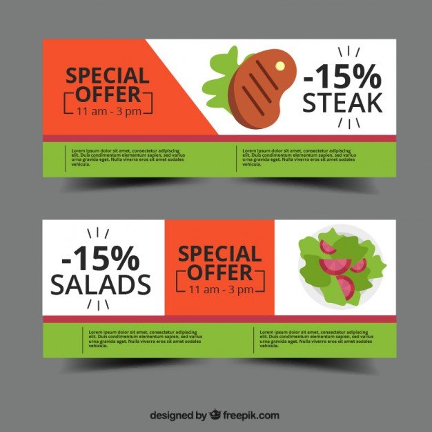 Three colored food packaging box Vector