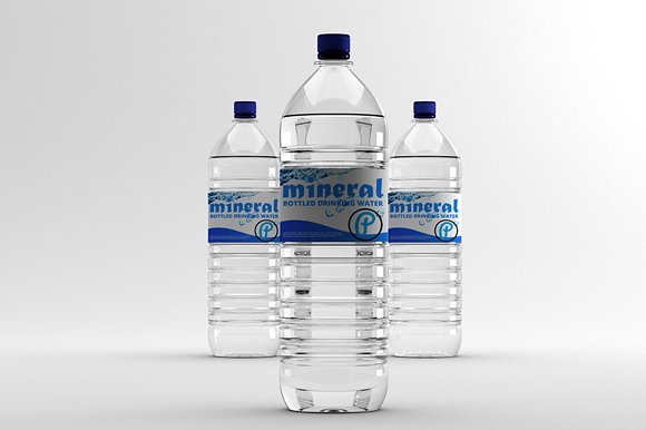 Three realistic Mineral Water Bottle Mockup