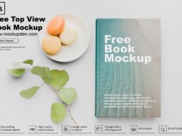 Free Top view Hard Cover Book Mockup PSD Template