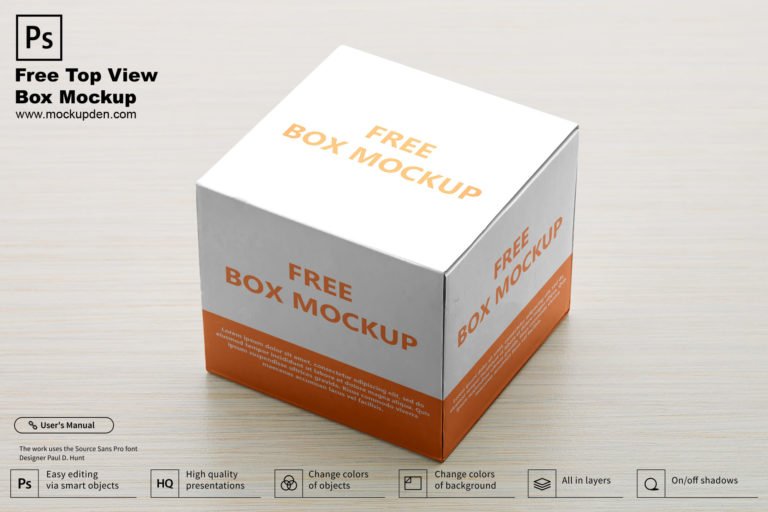 Free Top View Box Mockup PSD Template