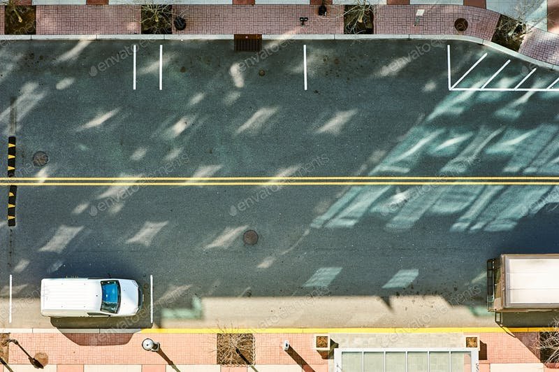 Top View Of A Street Road Mockup