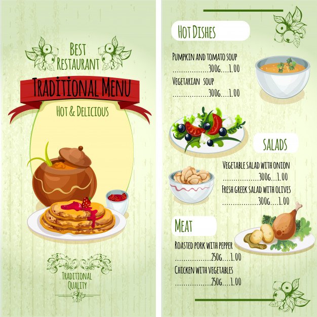 Traditional Food Menu Mockup