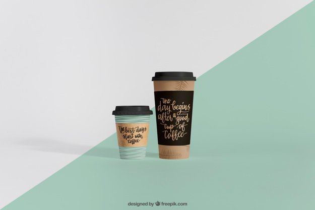 Two Small And Big Paper Coffee Cup Mockup