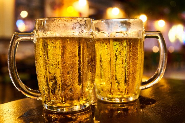 Two Transparent Empty Mugs Of Beer PSD. 