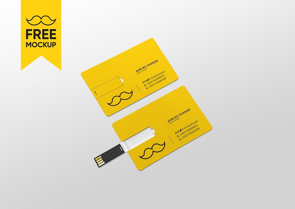 USB Designed Business Card Mockup PSD: