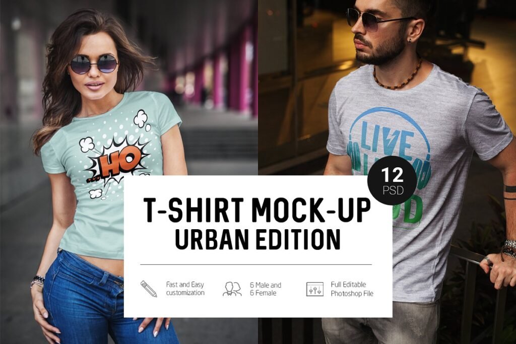 Urban Edition T-shirt With Models Mockup PSD.