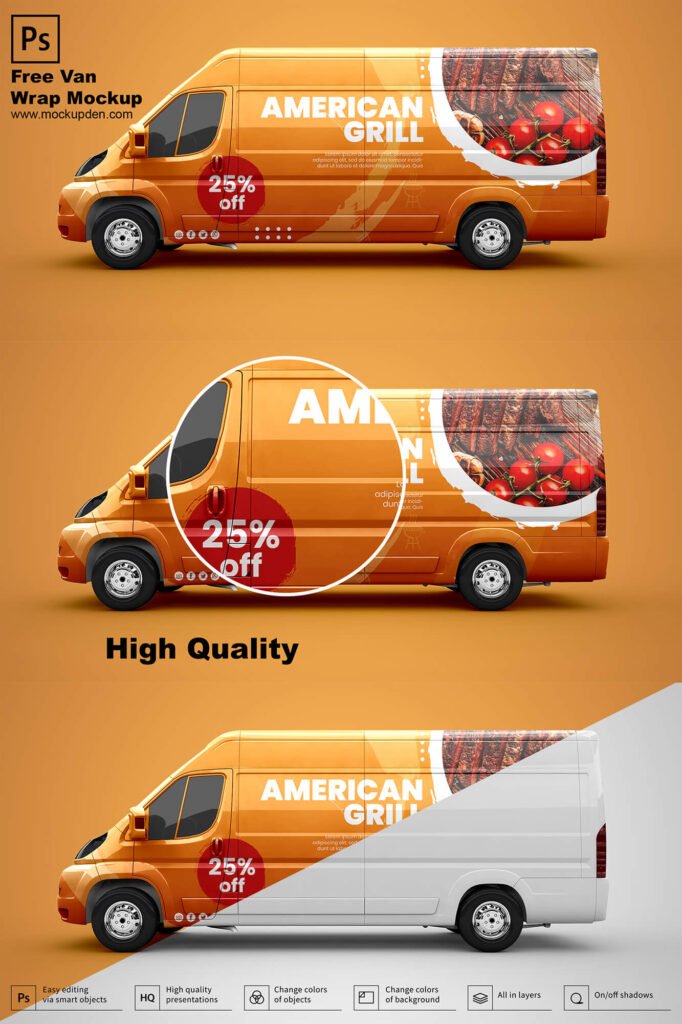 Download Free Van Wrap Mockup PSD Template - Mockup Den